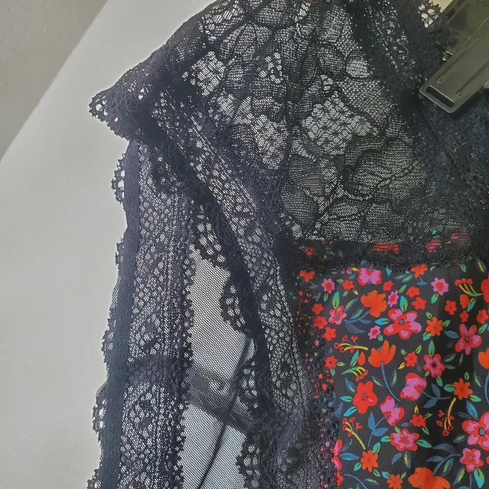 City Chic NWT Black‎ Floral Mesh & Lace Panties Folk Dance Shorty Plus Size 22